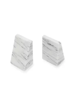 Fox Run Marble Triangle Bookends White